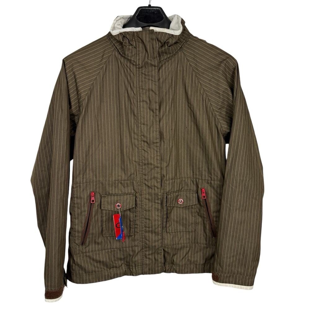 Foursquare Women XL Ski Coat Jacket Striped Brown 8K Convertible Hood Snowboard
